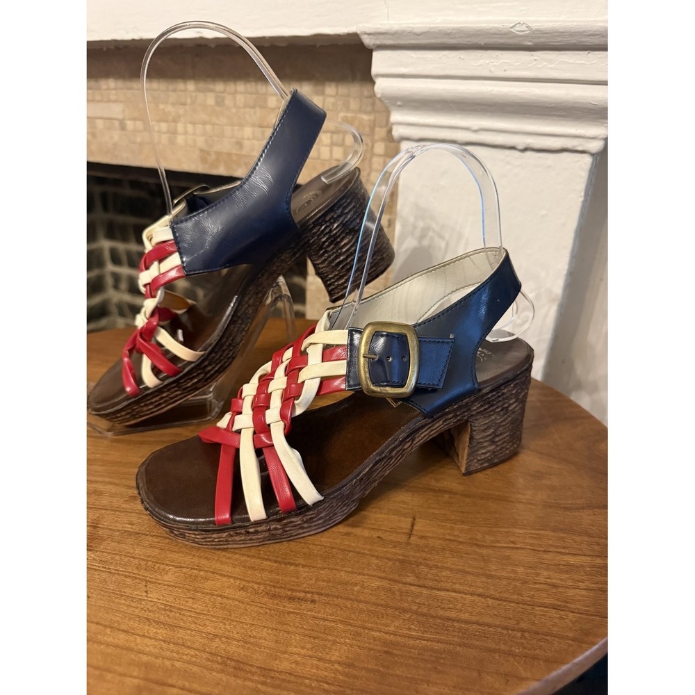 Vintage Montgomery Ward Women's‎ Sandal Size 7 Red White Blue Patriotic